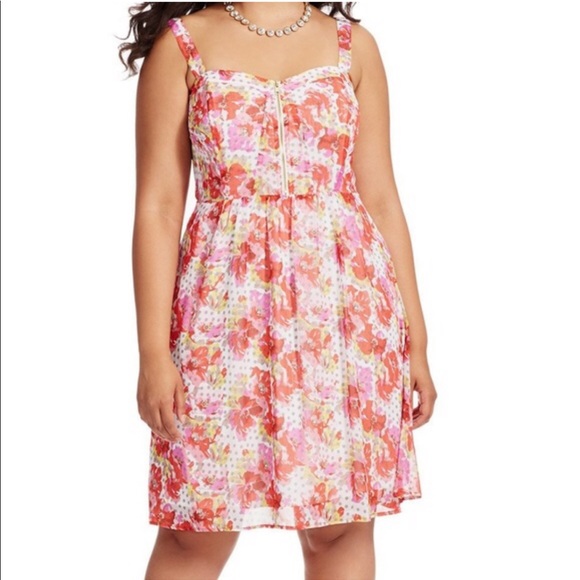 City Chic Dresses & Skirts - City Chic Floral Polka Dot Zip Mini Dress 24 22